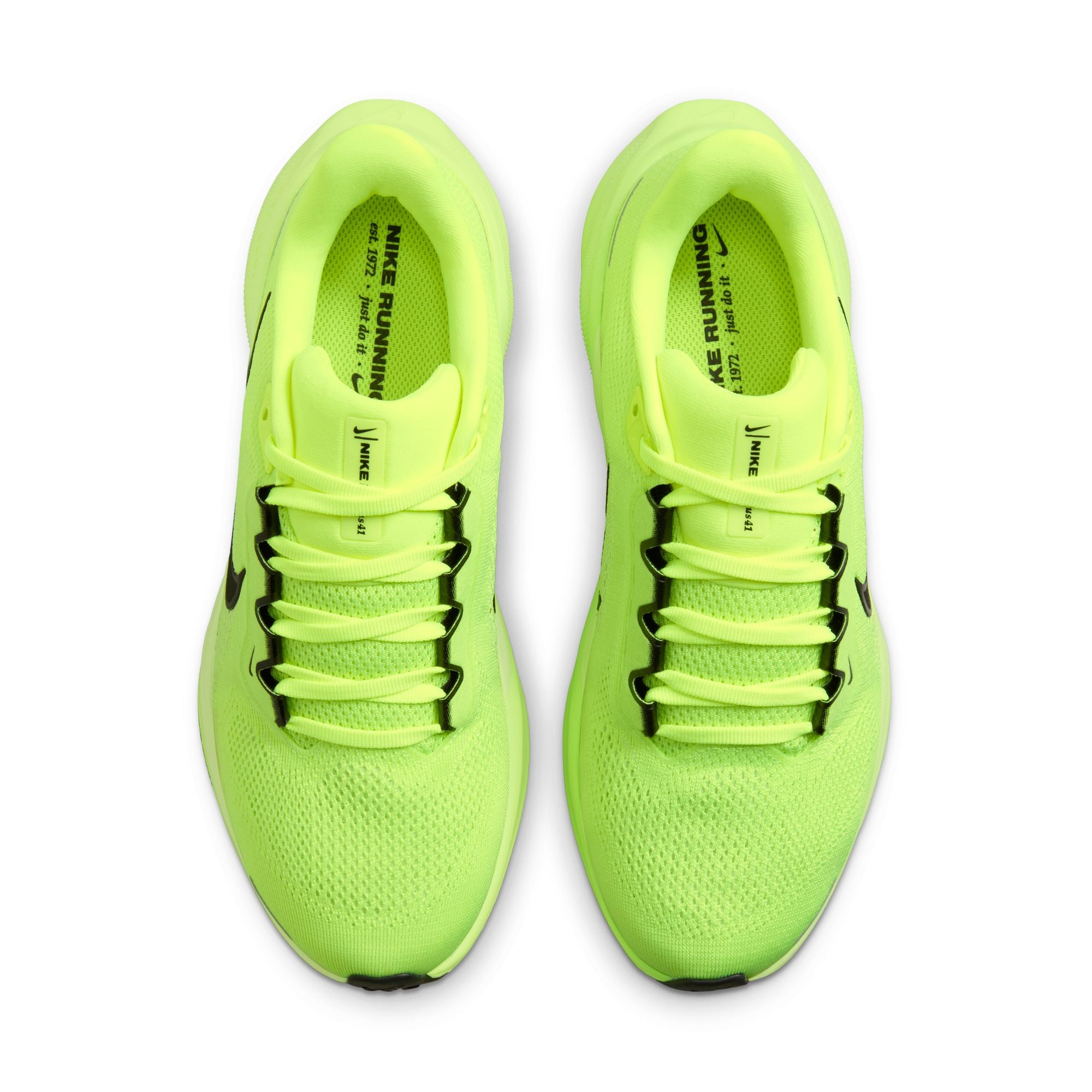 The top down view of the Pegasus 41 is all Volt colr with the exception of the black eyelets