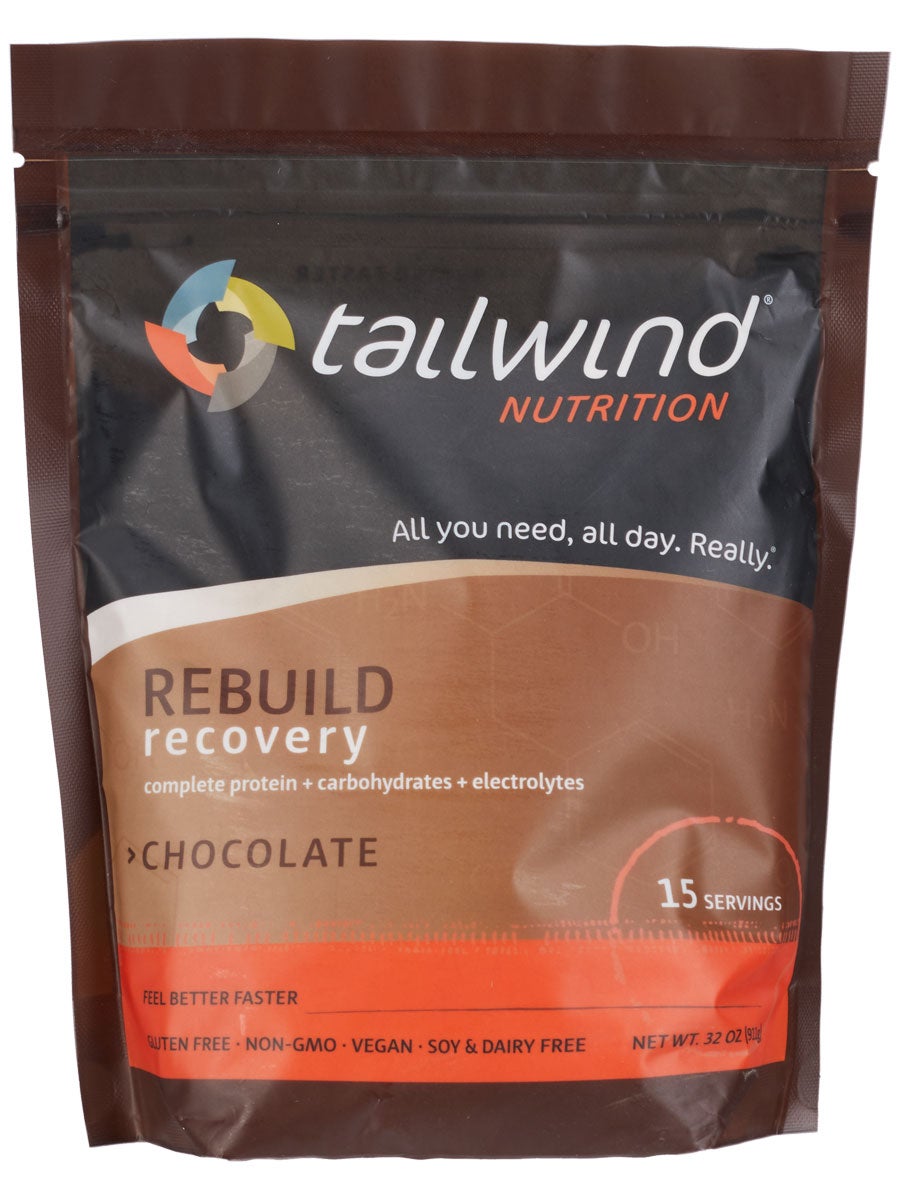 Front view of the packaging for Tailwind Nutrition Rebuild Recovery (15 Servings) -flavor Chocolate