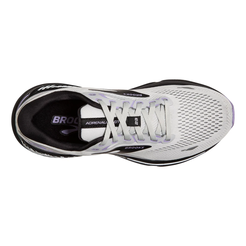 Top view of the Women's Adrenaline GTS in the wide D width, color Grey/Black/Purple